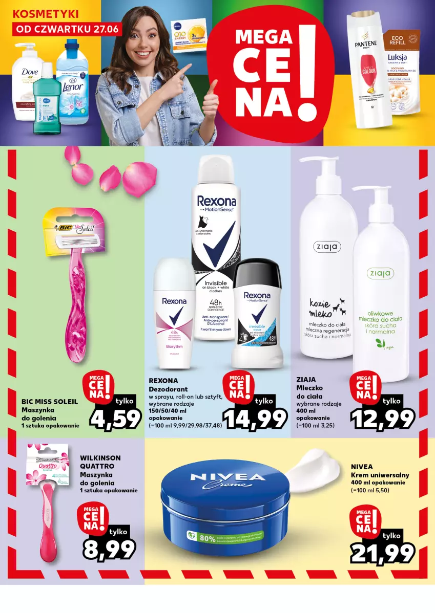 Gazetka promocyjna Kaufland - Kaufland - ważna 01.07 do 03.07.2024 - strona 20 - produkty: BIC, Dezodorant, Krem uniwersalny, Lack, Maszynka, Maszynka do golenia, Mleczko, Mleczko do ciała, Mleko, Nivea, Rexona, Szynka, Top, Tran, Ziaja