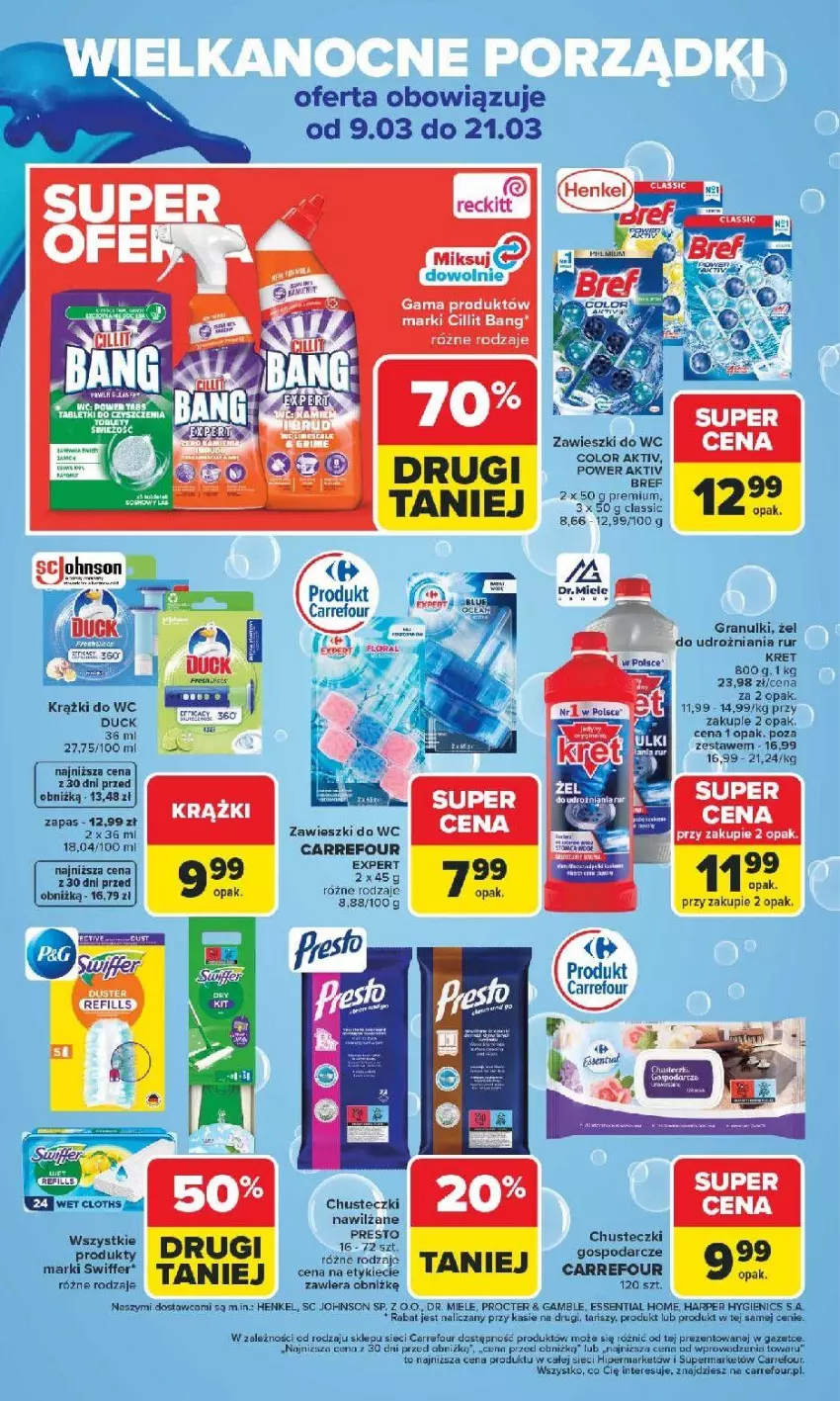 Gazetka promocyjna Carrefour - Gazetka Wielkanoc na błysk! - ważna 09.03 do 21.03.2026 - strona 6 - produkty: Bref, Chusteczki, Chusteczki nawilzane, Cillit Bang, Duck, Gra, Kret, Presto, Zawieszki