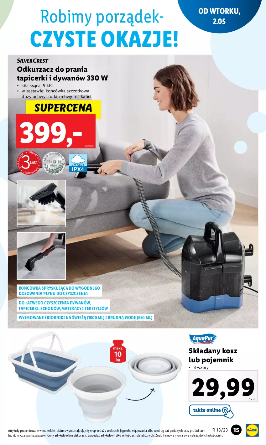 Gazetka promocyjna Lidl - GAZETKA - ważna 02.05 do 06.05.2023 - strona 19 - produkty: Dywan, Kosz, Materac, Odkurzacz, Pojemnik, Por, Rurki, Tera