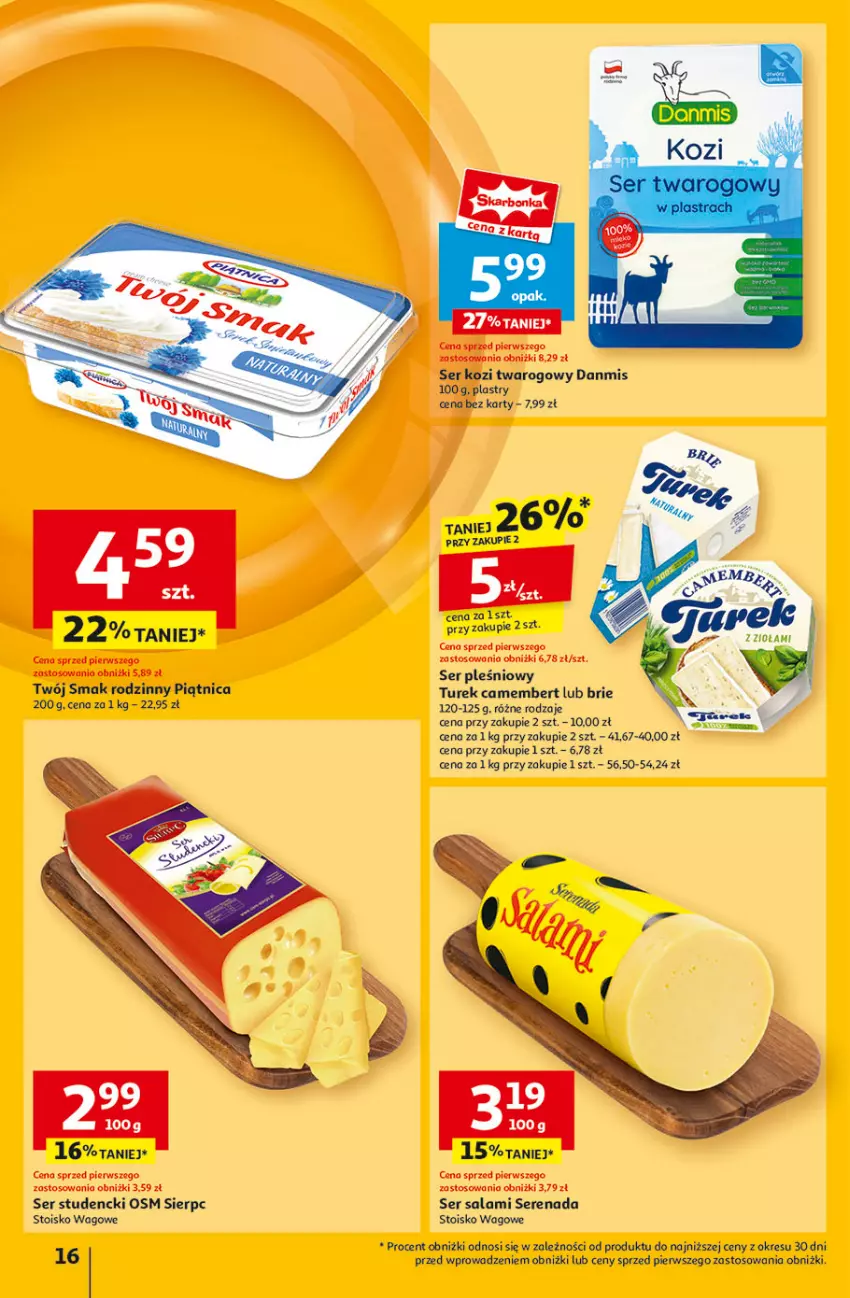 Gazetka promocyjna Auchan - Pewność Niskich Cen Hipermarket - ważna 27.02 do 05.03.2025 - strona 18 - produkty: Brie, Camembert, Piątnica, Salami, Ser, Ser kozi, Ser pleśniowy, Ser salami, Twój Smak