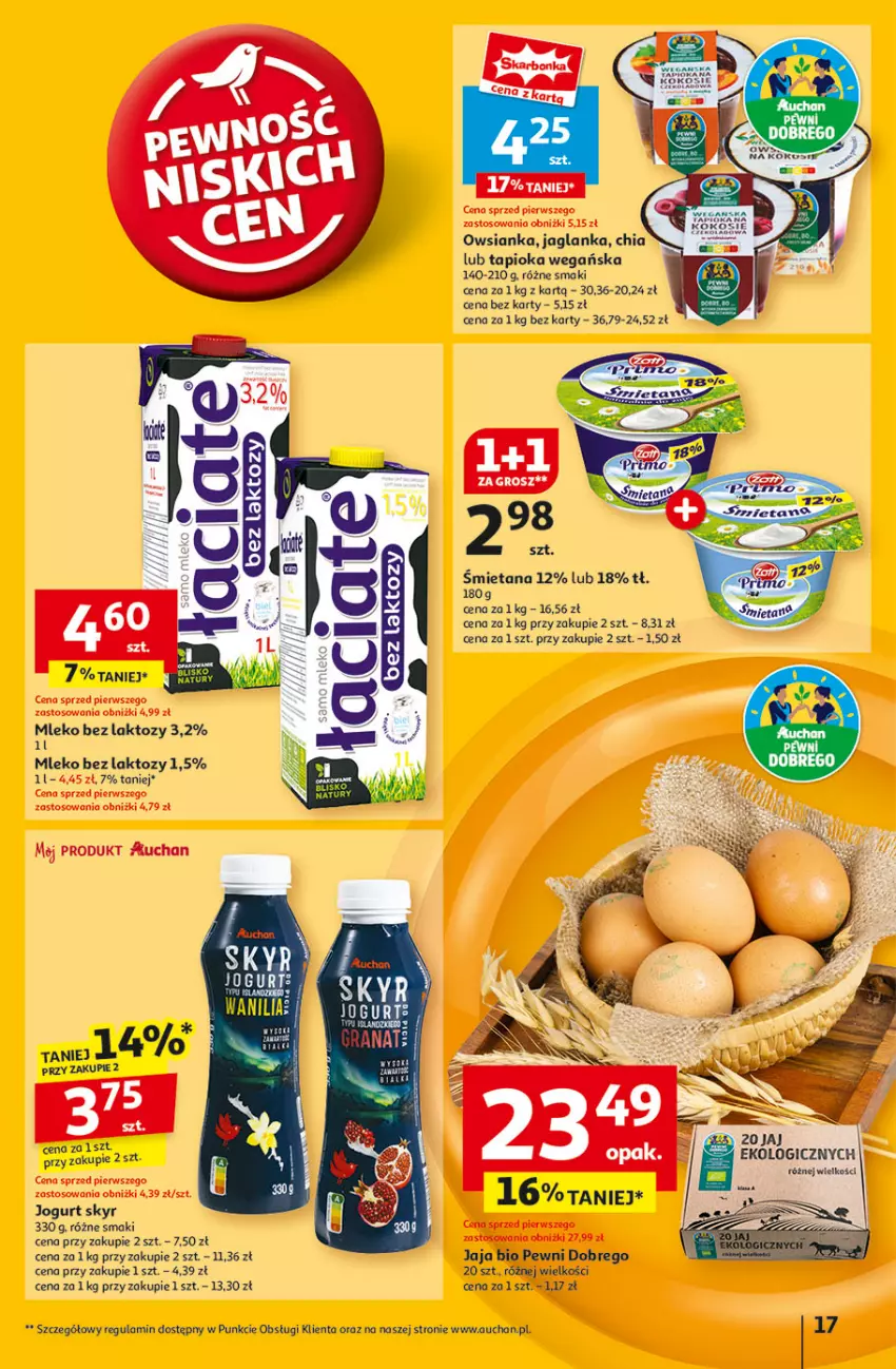 Gazetka promocyjna Auchan - Pewność Niskich Cen Hipermarket - ważna 27.02 do 05.03.2025 - strona 19 - produkty: Chia, Jaglanka, Jaja, Jogurt, Mleko, Mleko bez laktozy, Mola, Owsianka