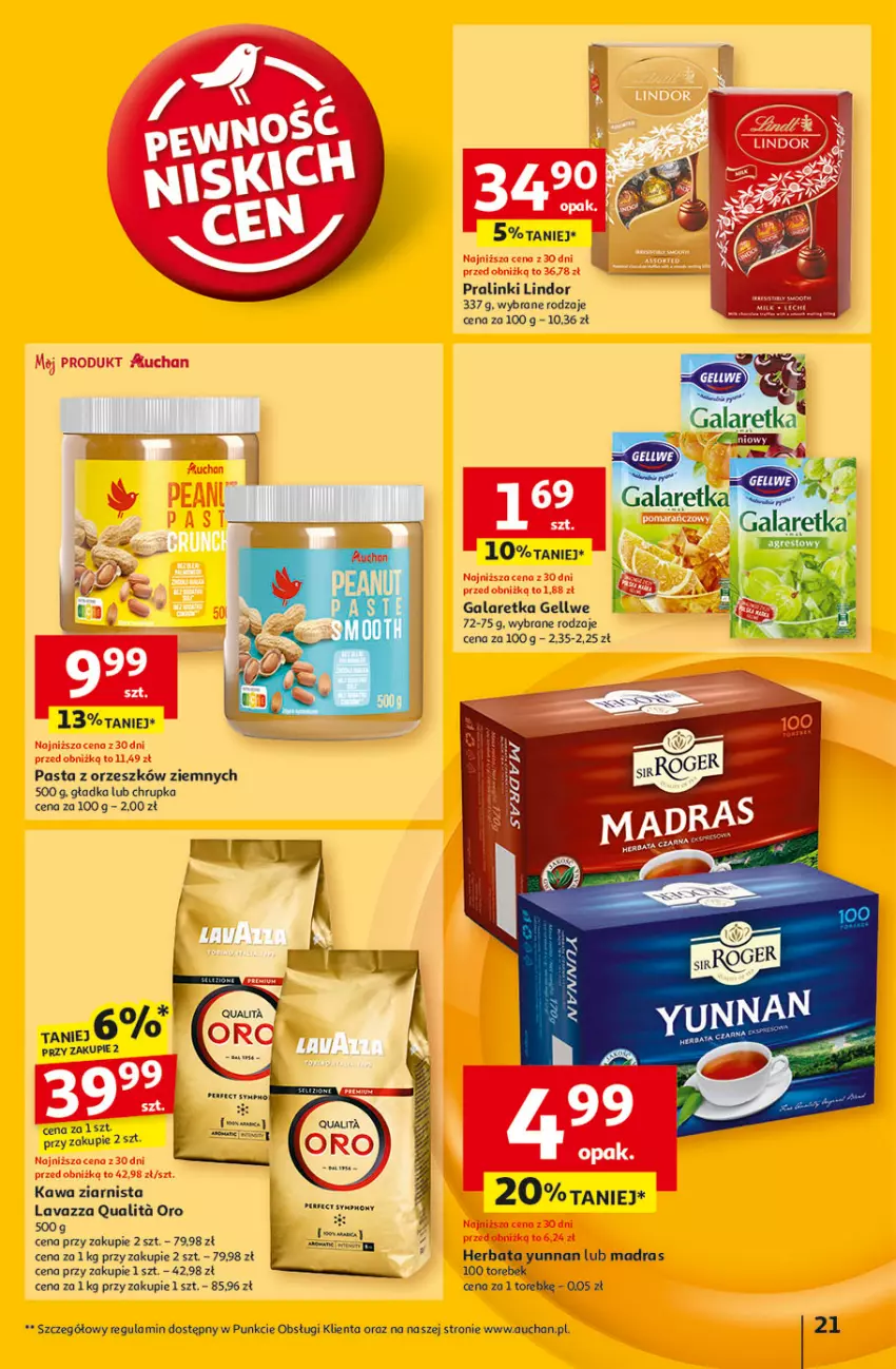 Gazetka promocyjna Auchan - Pewność Niskich Cen Hipermarket - ważna 27.02 do 05.03.2025 - strona 23 - produkty: Gala, Galaretka, Herbata, Kawa, Kawa ziarnista, Lavazza, Lindor