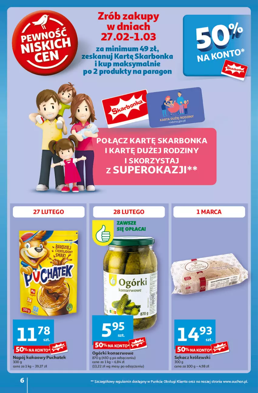 Gazetka promocyjna Auchan - Pewność Niskich Cen Hipermarket - ważna 27.02 do 05.03.2025 - strona 6 - produkty: Kakao, Królewski, Napój, Ogórki konserwowe, Sękacz, Ser