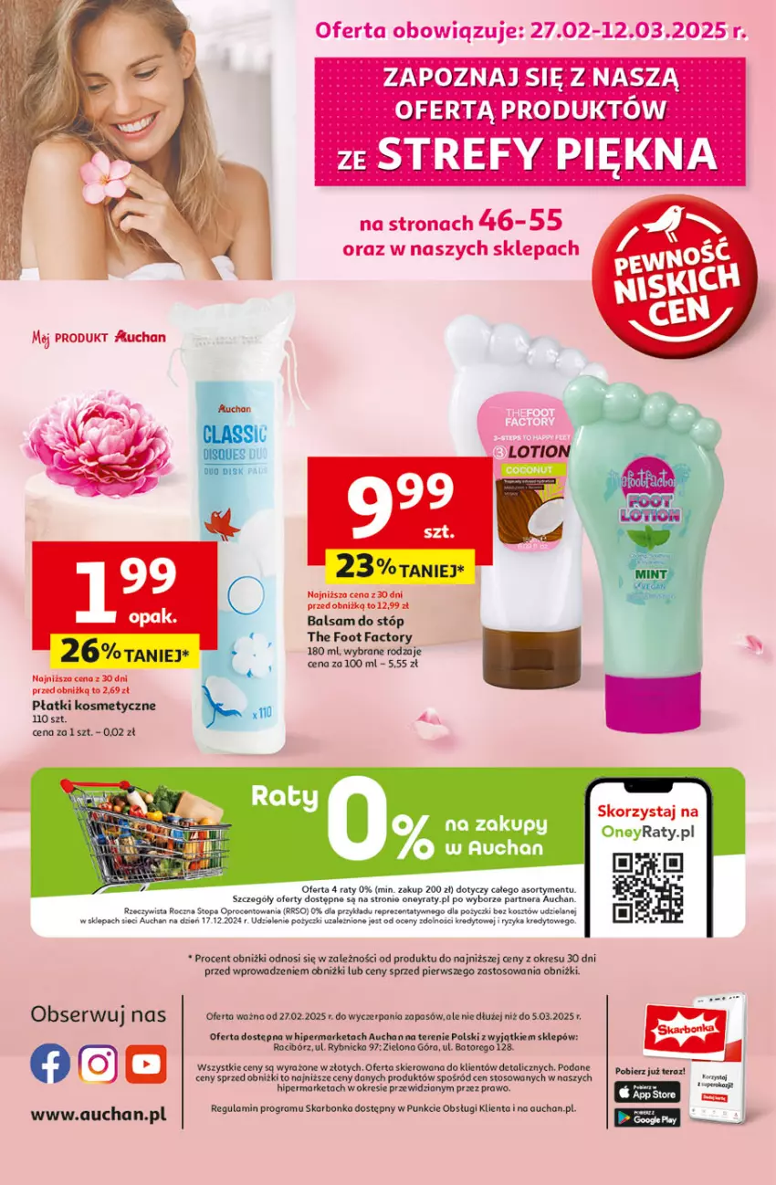 Gazetka promocyjna Auchan - Pewność Niskich Cen Hipermarket - ważna 27.02 do 05.03.2025 - strona 64 - produkty: Balsam do stóp, Fa, Gra, Płatki kosmetyczne, Top