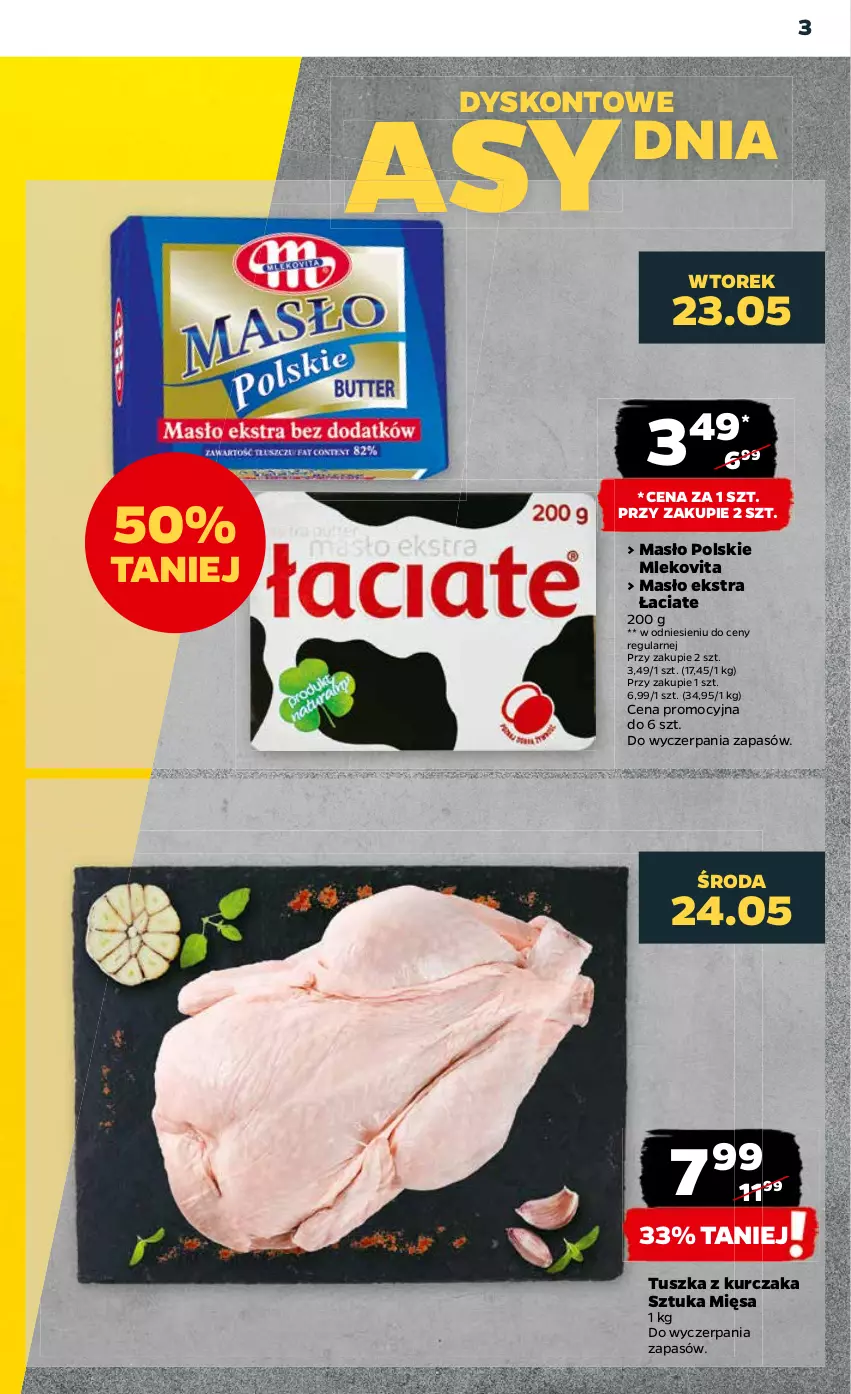 Gazetka promocyjna Netto - Artykuły spożywcze - ważna 22.05 do 27.05.2023 - strona 3 - produkty: Kurczak, Masło, Mleko, Mlekovita, Tusz