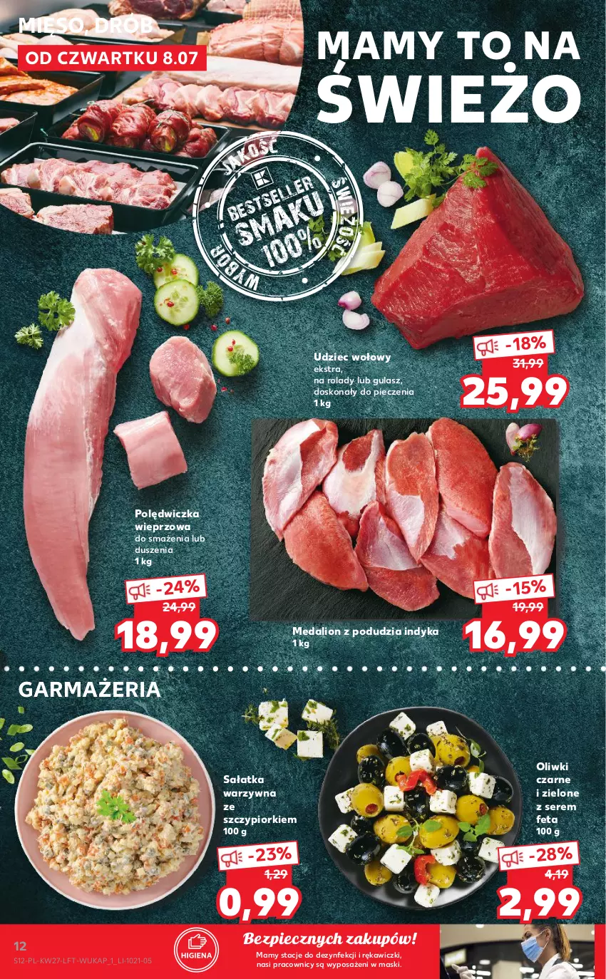 Gazetka promocyjna Kaufland - OFERTA TYGODNIA - ważna 08.07 do 14.07.2021 - strona 12 - produkty: Drób, Feta, Lion, Mięso, Oliwki, Oliwki czarne, Piec, Polędwiczka wieprzowa, Sałat, Sałatka, Sałatka warzywna, Ser, Udziec wołowy