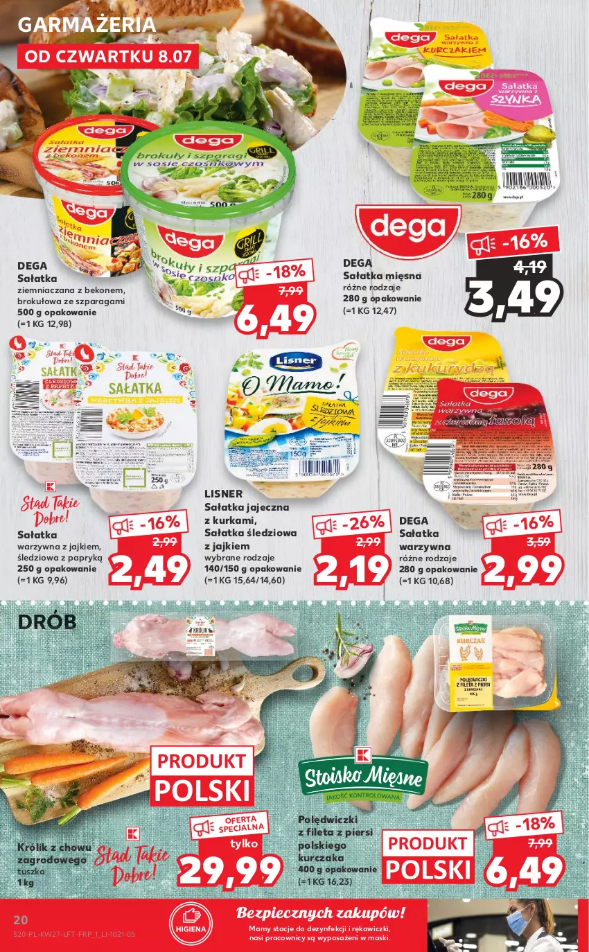 Gazetka promocyjna Kaufland - OFERTA TYGODNIA - ważna 08.07 do 14.07.2021 - strona 20 - produkty: Beko, Dega, Drób, Królik, Kurczak, Lisner, Piec, Sałat, Sałatka, Sałatka warzywna, Tusz