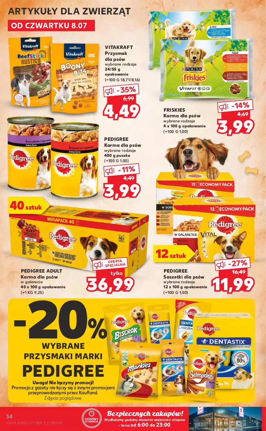 Gazetka promocyjna Kaufland - OFERTA TYGODNIA - ważna 08.07 do 14.07.2021 - strona 34 - produkty: Friskies, Gala, Pedigree, Piec, Przysmaki, Tera, Vitakraft, Waga