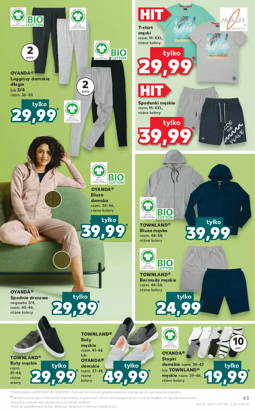 Gazetka promocyjna Kaufland - OFERTA TYGODNIA - ważna 08.07 do 14.07.2021 - strona 43 - produkty: Bermudy, Bluza, Buty, Dres, Gin, Gra, Legginsy, Spodnie, Spodnie dresowe, T-shirt, Top