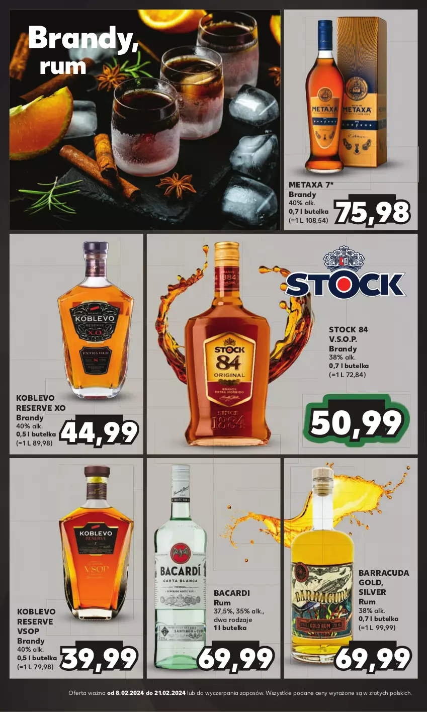 Gazetka promocyjna Kaufland - Barek Kauflandu - ważna 08.02 do 21.02.2024 - strona 8 - produkty: Bacardi, Brandy, Metaxa, Rum, Ser, Stock