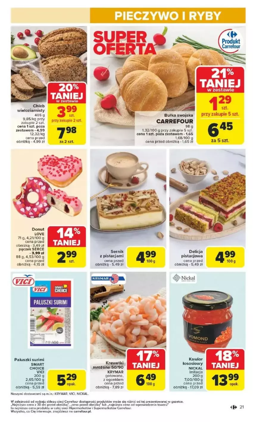 Gazetka promocyjna Carrefour - ważna 10.02 do 15.02.2025 - strona 14 - produkty: Chleb, Chleb wieloziarnisty, Donut, Kawior, Pączek, Por, Ser, Sos, Surimi