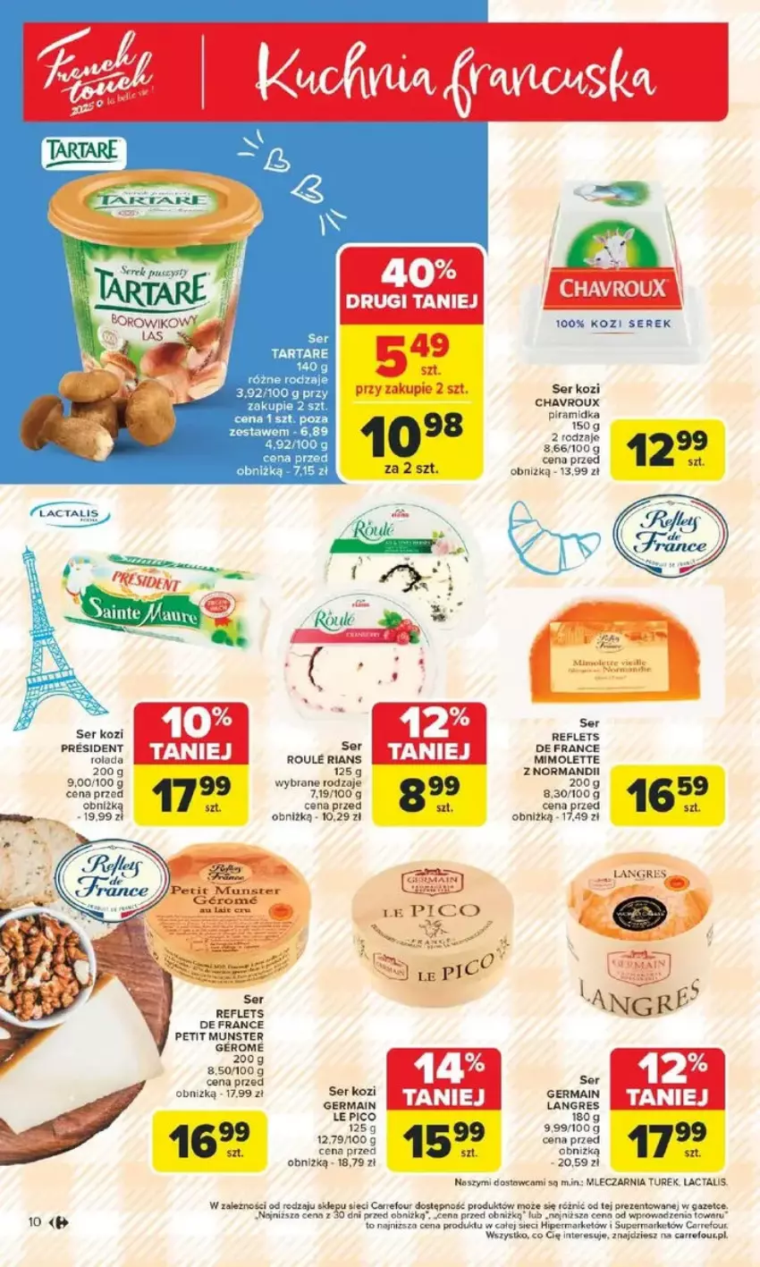 Gazetka promocyjna Carrefour - ważna 10.02 do 15.02.2025 - strona 2 - produkty: Fa, Gres, K2, Mimolette, Por, Ser, Ser kozi, Serek, Tarta, Tartare, Wiko