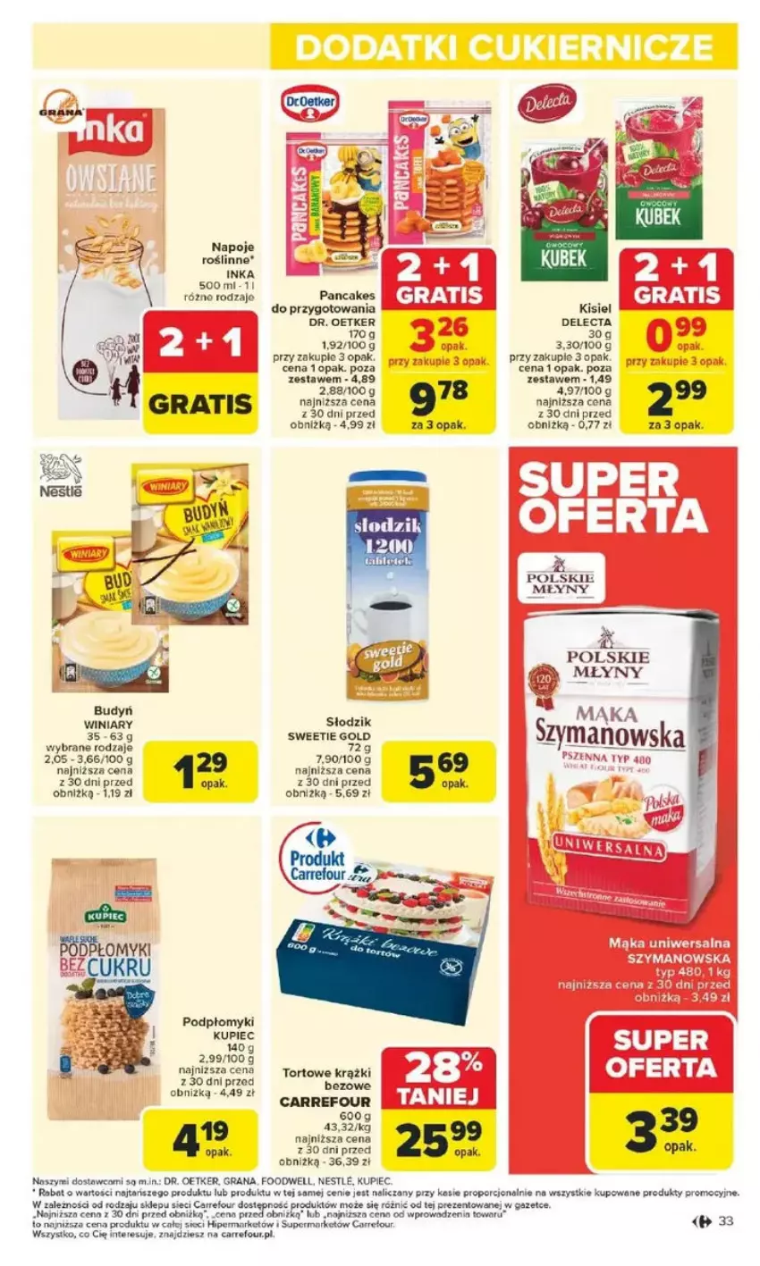 Gazetka promocyjna Carrefour - ważna 10.02 do 15.02.2025 - strona 27 - produkty: Budyń, Delecta, Dr. Oetker, Fa, Gra, Inka, Kisiel, Kupiec, Mąka, Napoje, Piec, Polskie Młyny, Por, Winiary