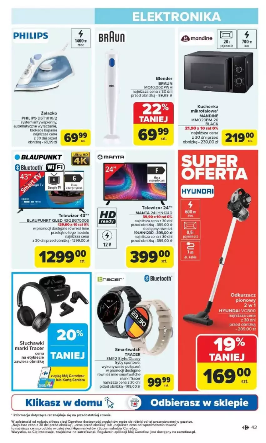 Gazetka promocyjna Carrefour - ważna 10.02 do 15.02.2025 - strona 38 - produkty: Acer, Blender, Braun, Elektronika, Fa, Lack, Manta, Philips, Por, Słuchawki, Smartwatch, Sport, Telewizor