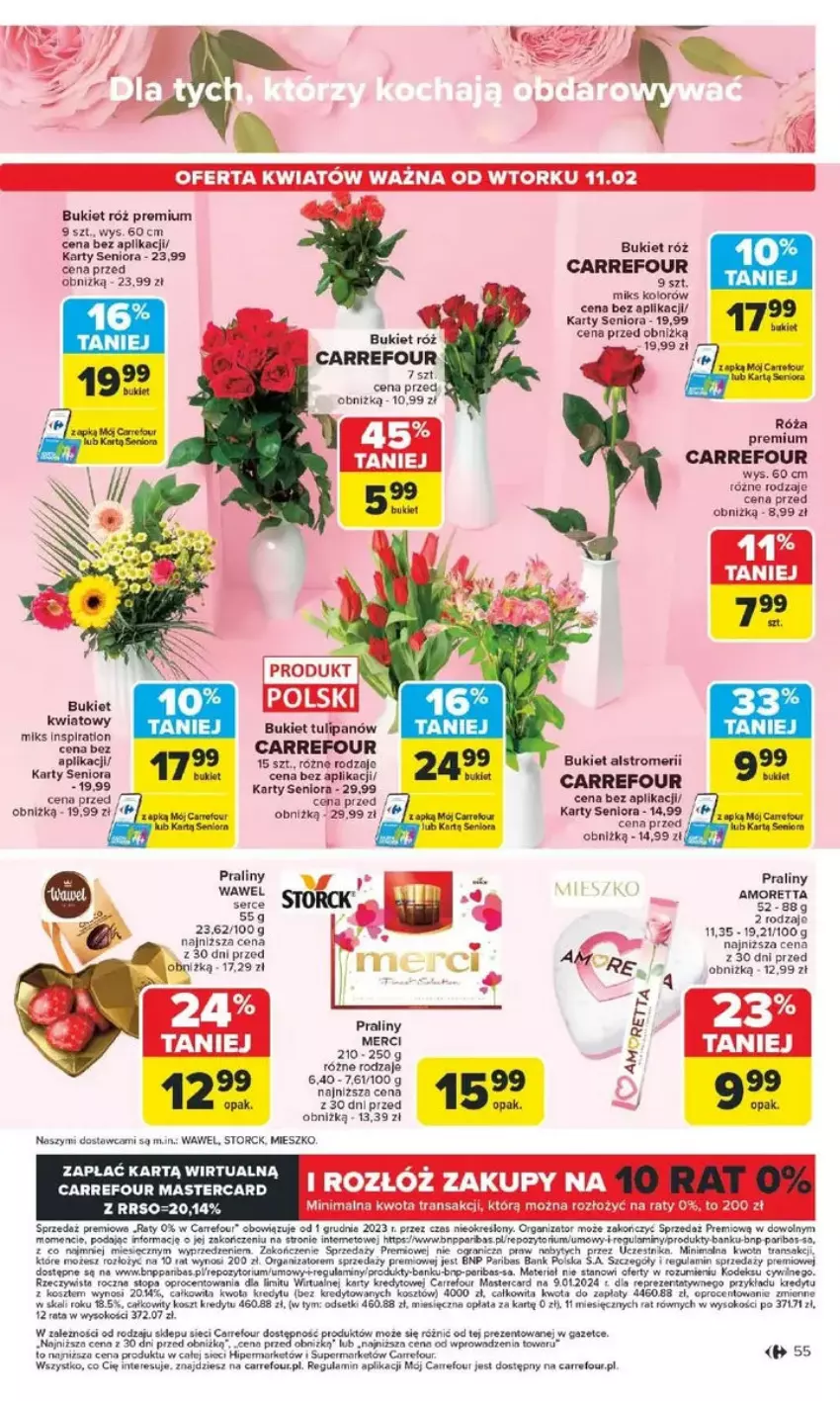 Gazetka promocyjna Carrefour - ważna 10.02 do 15.02.2025 - strona 51 - produkty: Bukiet, Fa, Gra, Inka, Kosz, LG, Merci, NBA, Praliny, Róża, Sok, Top, Tran, Wawel