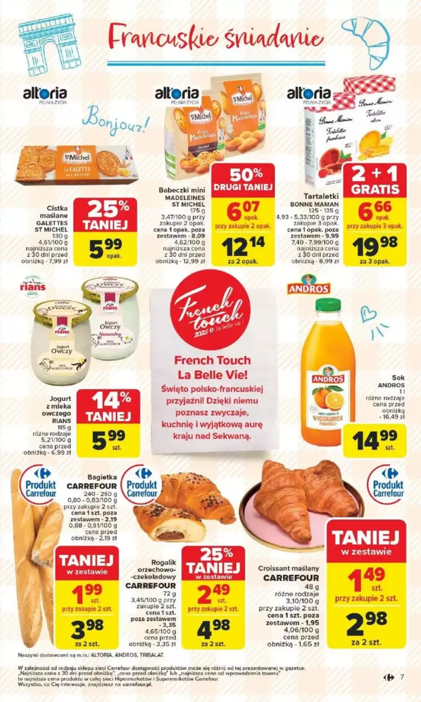 Gazetka promocyjna Carrefour - ważna 10.02 do 15.02.2025 - strona 57 - produkty: Babeczki, Bagietka, Bell, Jogurt, Sok, Tarta