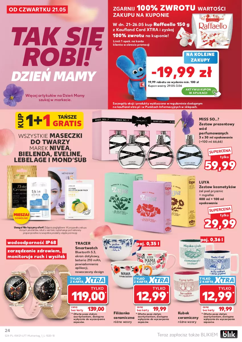 Gazetka promocyjna Kaufland - Gazetka tygodnia - ważna 21.05 do 27.05.2026 - strona 24 - produkty: Acer, Bateria, Bielenda, Eveline, Fa, Filiżanka, Gra, Kubek, Monitor, Nivea, Olej, Perfum, Por, Raffaello, Smartwatch, Tera, Waga, Zdrowie, Zestaw prezentowy