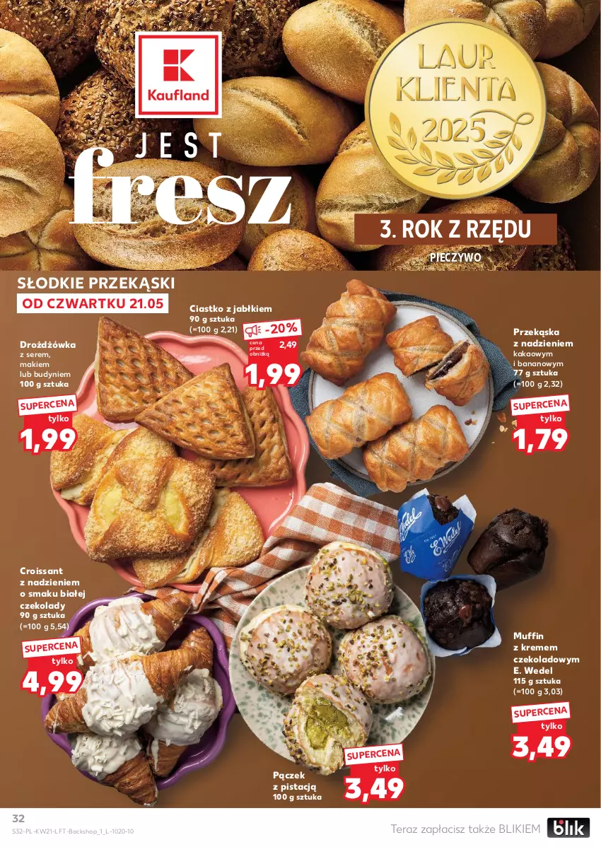 Gazetka promocyjna Kaufland - Gazetka tygodnia - ważna 21.05 do 27.05.2026 - strona 32 - produkty: Croissant, E. Wedel, Kakao, Pączek, Piec, Pieczywo, Ser, Tera