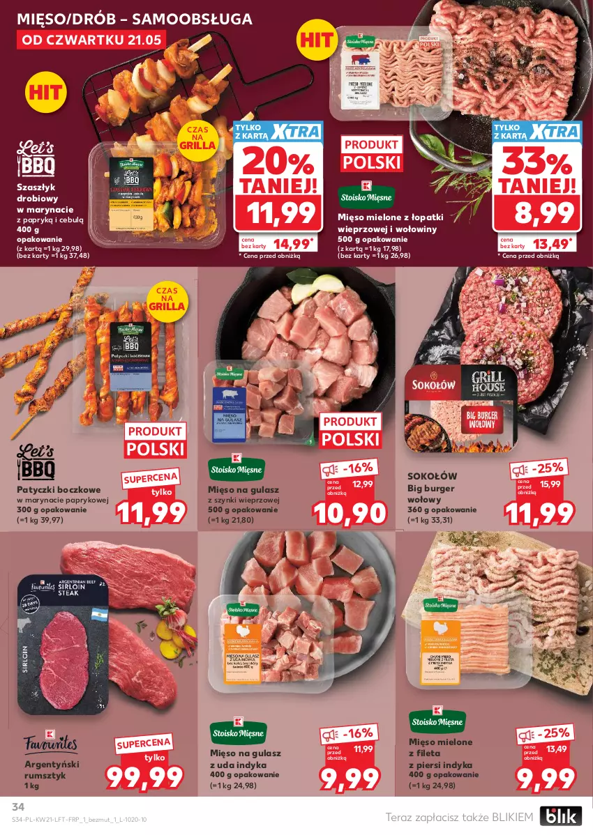 Gazetka promocyjna Kaufland - Gazetka tygodnia - ważna 21.05 do 27.05.2026 - strona 34 - produkty: Burger, Drób, Grill, Mięso, Mięso mielone, Mięso mielone z łopatki wieprzowej, Mięso na gulasz, Rum, Sok, Sokołów, Tera