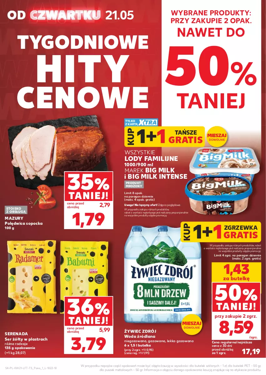 Gazetka promocyjna Kaufland - Gazetka tygodnia - ważna 21.05 do 27.05.2026 - strona 4 - produkty: Big Milk, Fa, Gra, LANA, Lody, Polędwica, Por, Ser, Sok, Waga, Woda