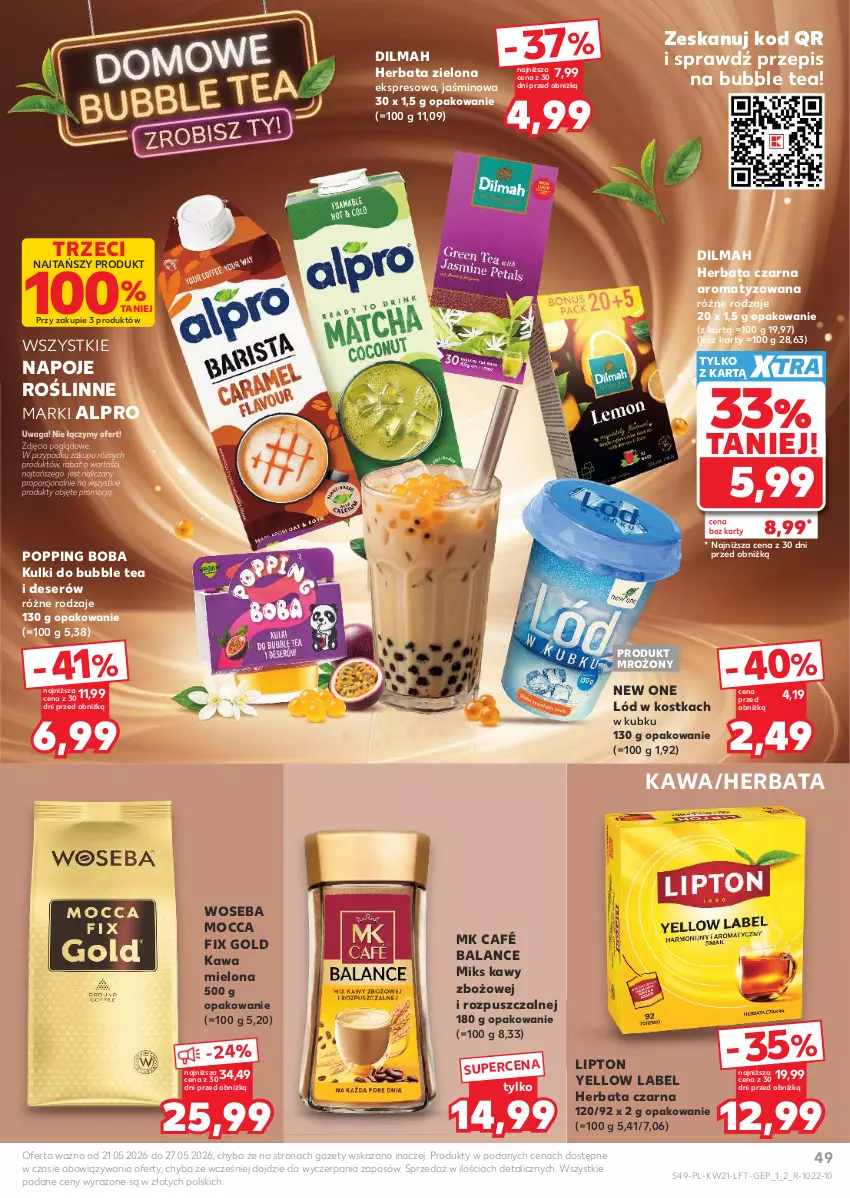 Gazetka promocyjna Kaufland - Gazetka tygodnia - ważna 21.05 do 27.05.2026 - strona 49 - produkty: Alpro, Deser, Dilmah, Herbata, Herbata czarna, Kawa, Kawa mielona, Lipton, Mocca Fix Gold, Napoje, Por, Ser, Waga, Woseba