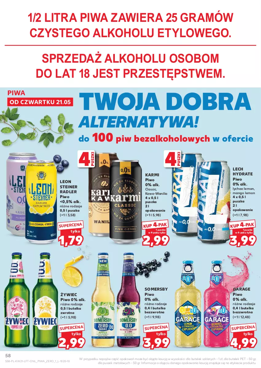 Gazetka promocyjna Kaufland - Gazetka tygodnia - ważna 21.05 do 27.05.2026 - strona 58 - produkty: Gra, Karmi, Kawa, Leon, Mango, Piwa, Piwo, Radler, Sok, Somersby