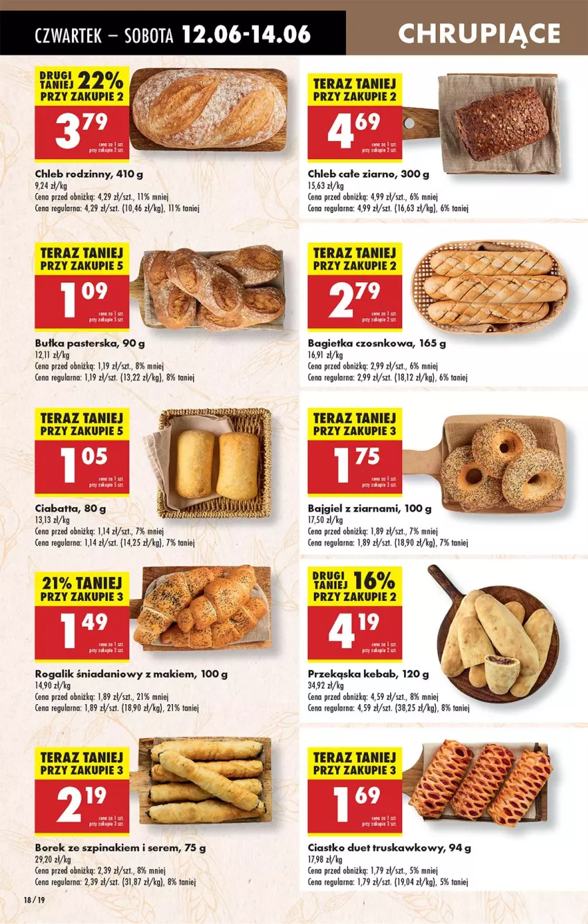 Gazetka promocyjna Biedronka - Od Czwartku - ważna 12.06 do 18.06.2025 - strona 20 - produkty: Bagietka, Bagietka czosnkowa, Chleb, Ciabatta, Danio, Kebab, Rogal, Ser, Szpinak, Tera