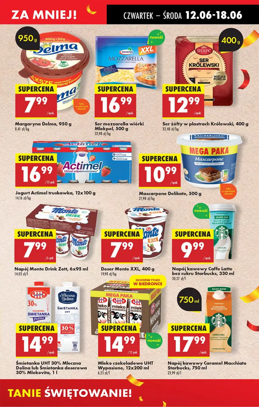 Gazetka promocyjna Biedronka - Od Czwartku - ważna 12.06 do 18.06.2025 - strona 33 - produkty: Actimel, Chia, Delma, Deser, Fa, Jogurt, Królewski, Margaryna, Mascarpone, Mleko, Mlekovita, Monte, Mozzarella, Napój, Ser, Tera, Zott