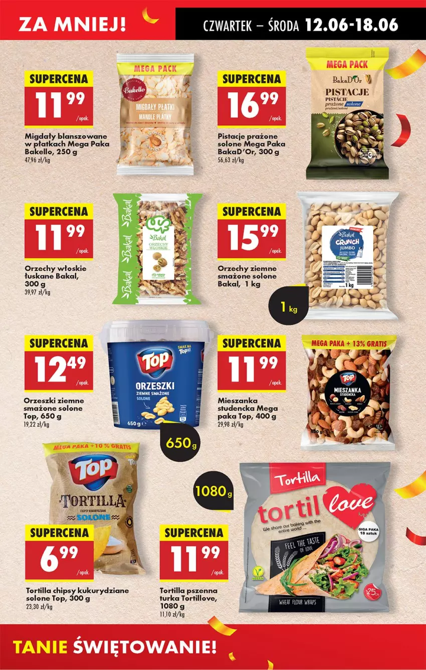 Gazetka promocyjna Biedronka - Od Czwartku - ważna 12.06 do 18.06.2025 - strona 37 - produkty: Chipsy, Dell, Gry, Migdały, Orzechy włoskie, Orzeszki, Orzeszki ziemne, Pistacje, Por, Top, Tortilla, Tortilla Chips