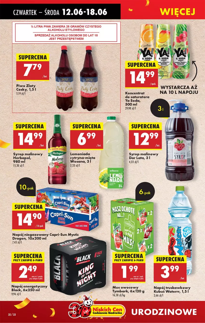 Gazetka promocyjna Biedronka - Od Czwartku - ważna 12.06 do 18.06.2025 - strona 38 - produkty: Herbapol, Kubuś, Kubuś Waterrr, Lack, Lemoniada, Mięta, Mus, Napój, Napój niegazowany, Syrop, Tymbark, Wosana