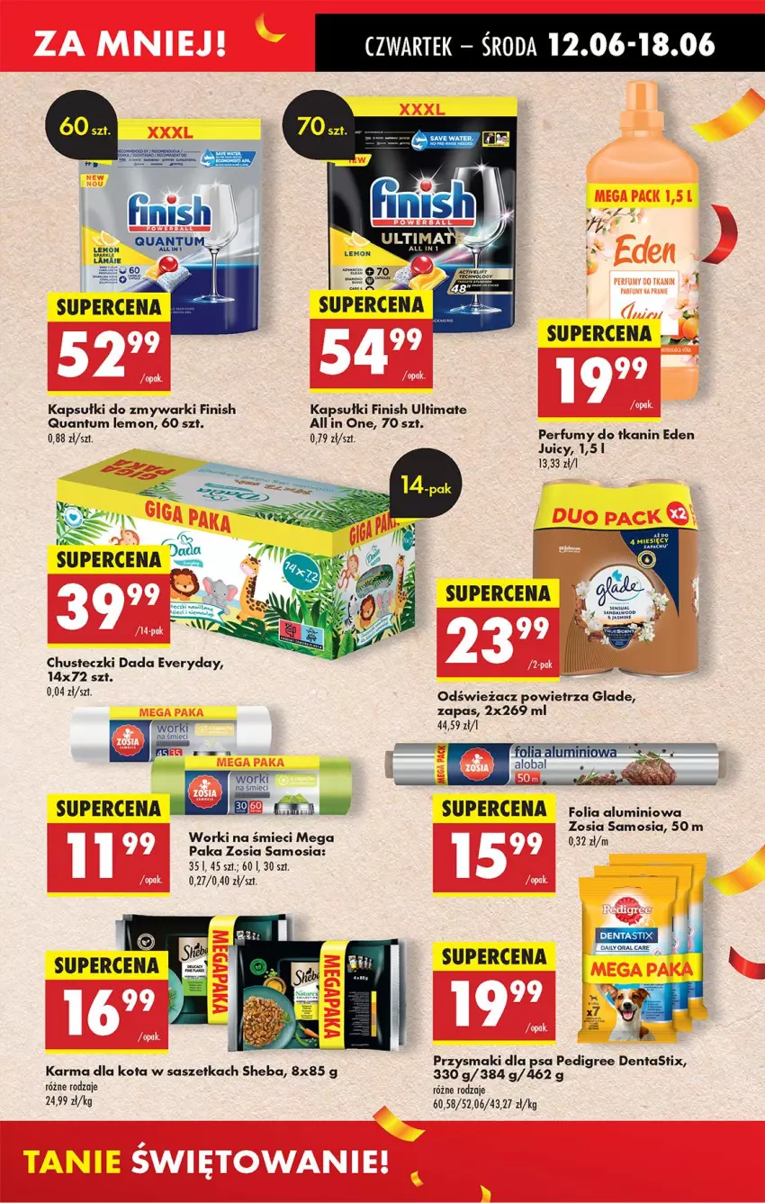 Gazetka promocyjna Biedronka - Od Czwartku - ważna 12.06 do 18.06.2025 - strona 39 - produkty: Chusteczki, Dada, Fa, Finish, Folia aluminiowa, Odświeżacz powietrza, Pedigree, Perfum, Przysmaki, Sheba, Zmywarki