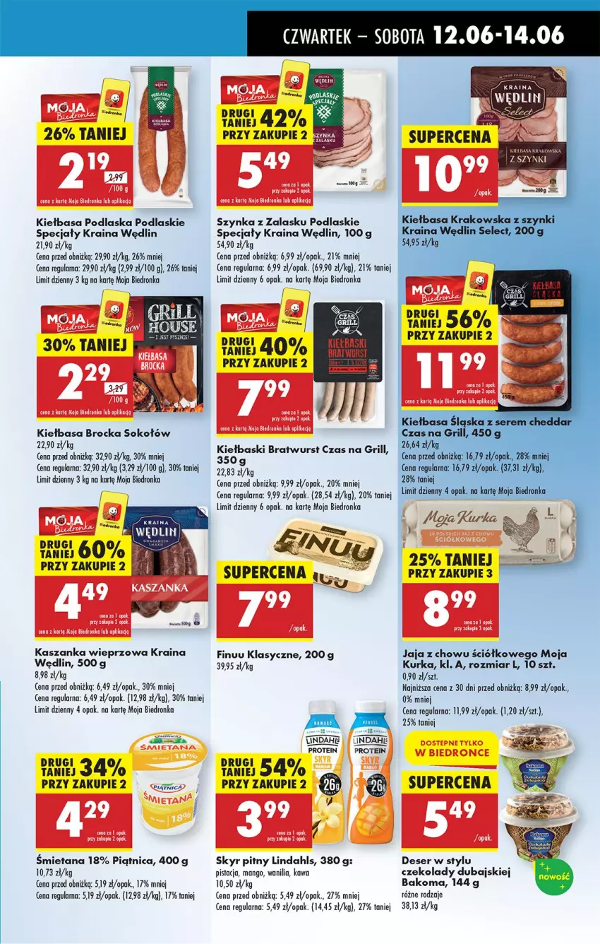 Gazetka promocyjna Biedronka - Od Czwartku - ważna 12.06 do 18.06.2025 - strona 41 - produkty: Bakoma, Deser, Finuu, Grill, Jaja, Kasza, Kaszanka, Kawa, Kiełbasa, Mango, Piątnica, Podlaski, Ser, Sok, Sokołów, Szynka