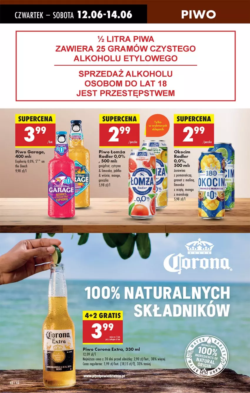 Gazetka promocyjna Biedronka - Od Czwartku - ważna 12.06 do 18.06.2025 - strona 56 - produkty: Corona Extra, Gra, Granat, Grejpfrut, Koc, Limonka, Mango, Okocim, Piwa, Piwo, Radler