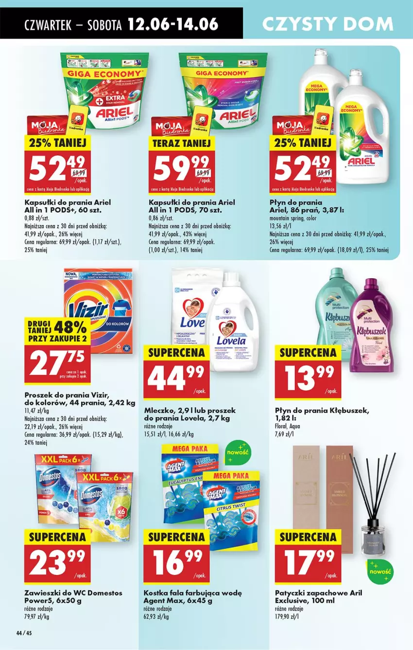 Gazetka promocyjna Biedronka - Od Czwartku - ważna 12.06 do 18.06.2025 - strona 58 - produkty: Ariel, Domestos, Fa, Flora, Kapsułki do prania, Lovela, Mleczko, Płyn do prania, Proszek do prania, Tera, Vizir, Zawieszki