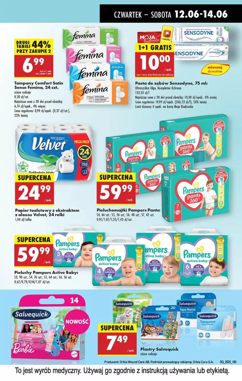 Gazetka promocyjna Biedronka - Od Czwartku - ważna 12.06 do 18.06.2025 - strona 59 - produkty: Fa, LG, Majtki, Pampers, Papier, Papier toaletowy, Pasta do zębów, Pieluchomajtki, Pieluchy, Rolki, Sati, Sensodyne, Tampony, Velvet