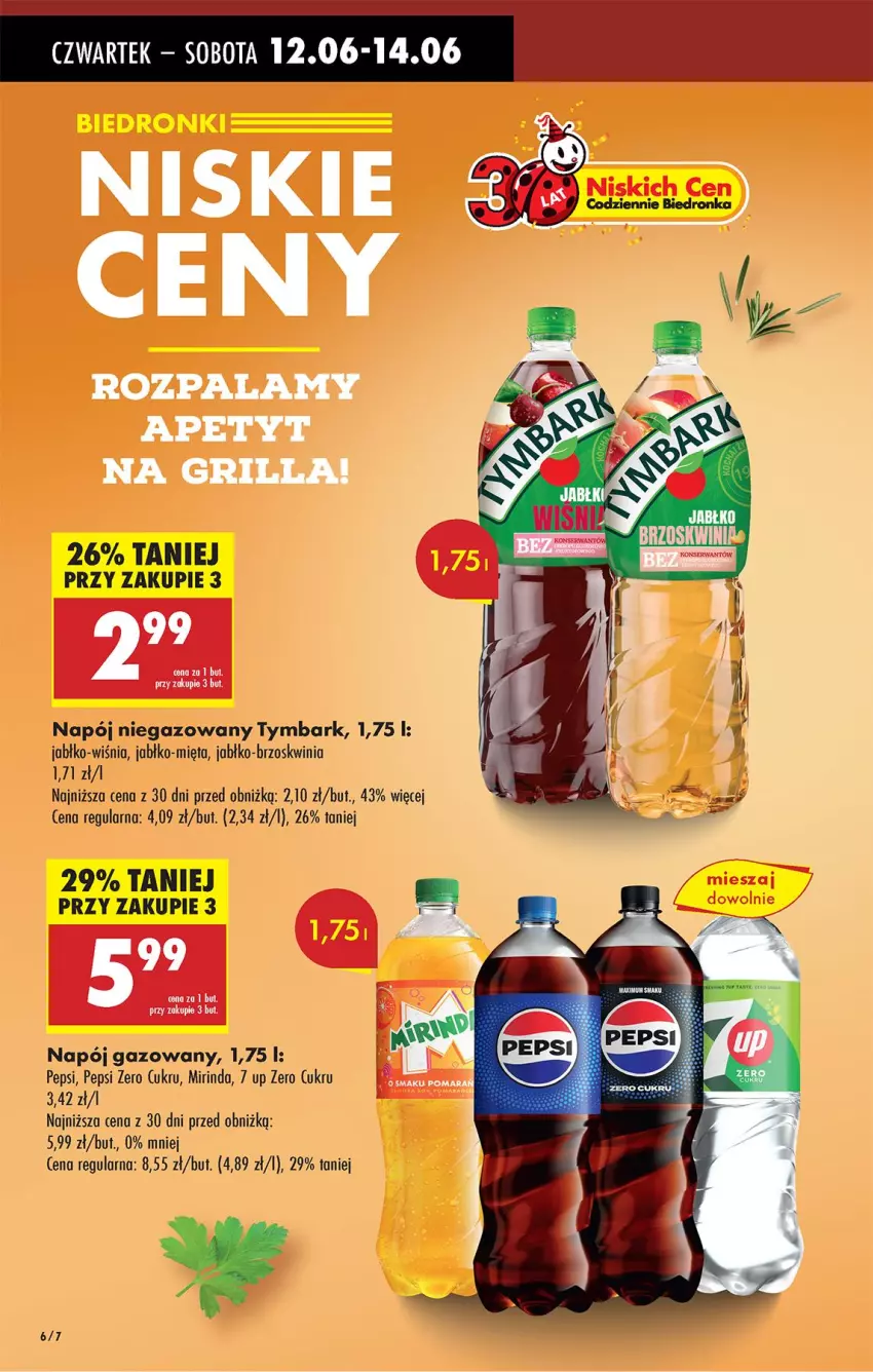 Gazetka promocyjna Biedronka - Od Czwartku - ważna 12.06 do 18.06.2025 - strona 6 - produkty: LG, Mięta, Mirinda, Napój, Napój gazowany, Napój niegazowany, Pepsi, Ser, Tymbark