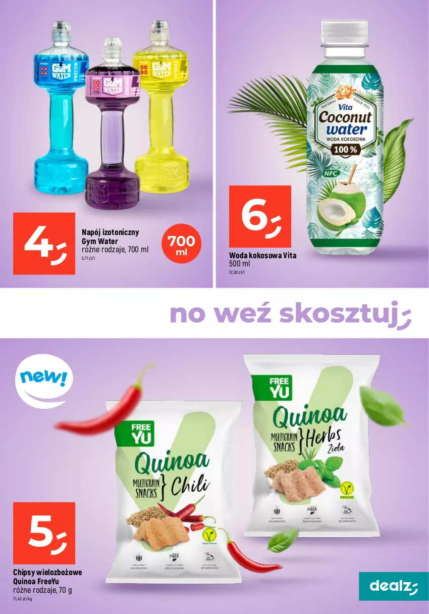 Gazetka promocyjna Dealz - MAKE A DEALZ - ważna 18.01 do 24.01.2024 - strona 13 - produkty: Chipsy, Kokos, Kosz, Napój, Napój izotoniczny, Quinoa, Woda