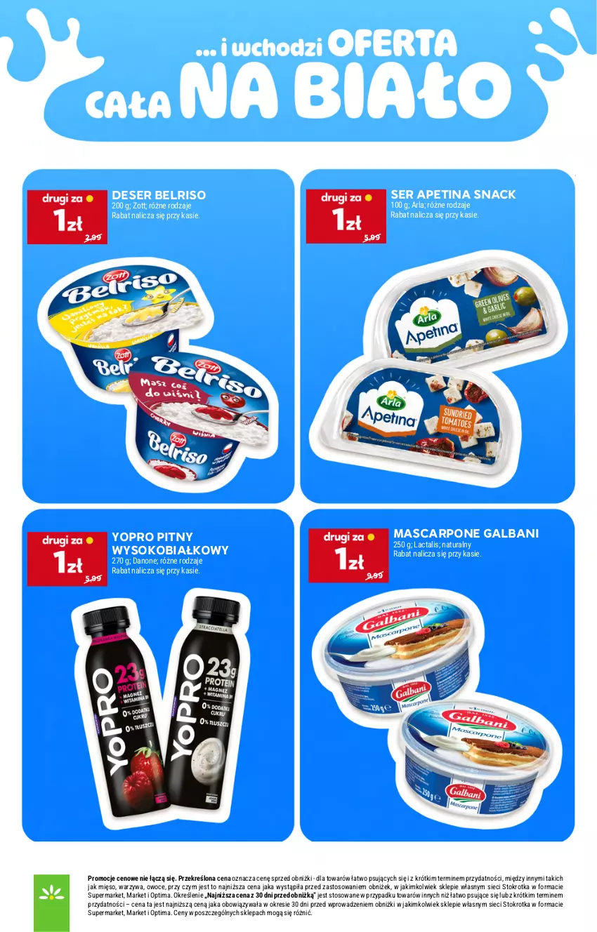 Gazetka promocyjna Stokrotka - Supermarket - ważna 08.10 do 14.10.2026 - strona 22 - produkty: Belriso, Danone, Deser, Galbani, Mascarpone, Mięso, Optima, Owoce, Ser, Sok, Warzywa, Zott