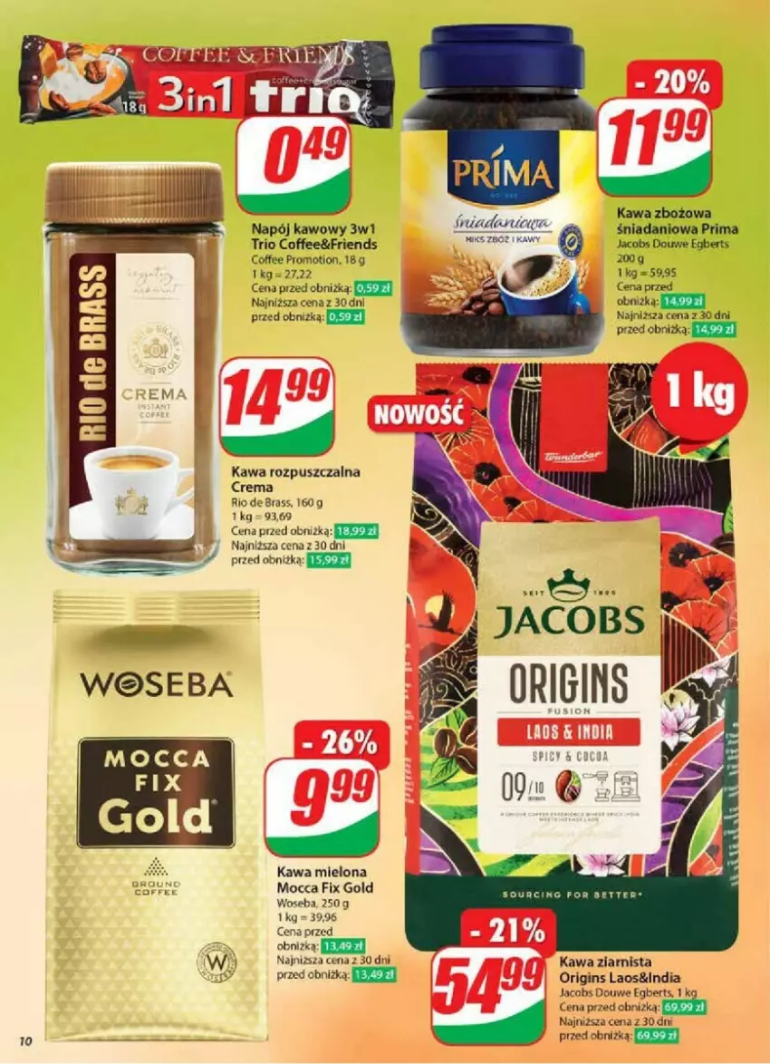 Gazetka promocyjna Dino - ważna 30.10 do 05.11.2024 - strona 2 - produkty: Danio, Gin, Jacobs, Kawa, Kawa mielona, Kawa rozpuszczalna, Kawa ziarnista, Mocca Fix Gold, Napój, Prima, Woseba