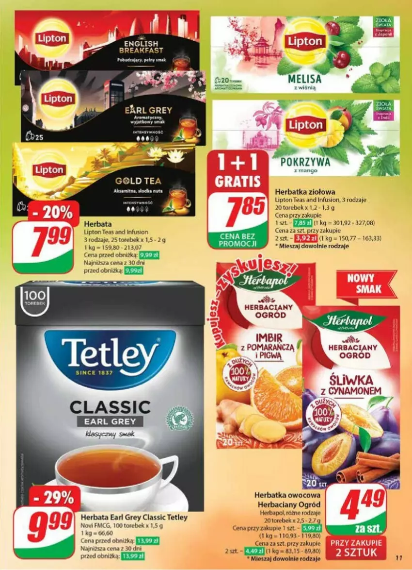 Gazetka promocyjna Dino - ważna 30.10 do 05.11.2024 - strona 3 - produkty: Aksam, Earl Grey, Fa, Fusion, Herbaciany ogrod, Herbapol, Herbata, Imbir, Lipton, Ogród, Tetley