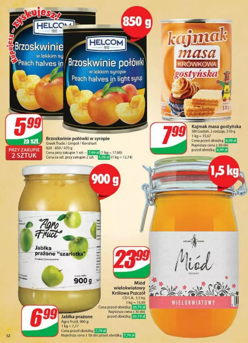 Gazetka promocyjna Dino - ważna 30.10 do 05.11.2024 - strona 4 - produkty: Brzoskwinie, Jabłka, Jabłka prażone, Miód, Syrop