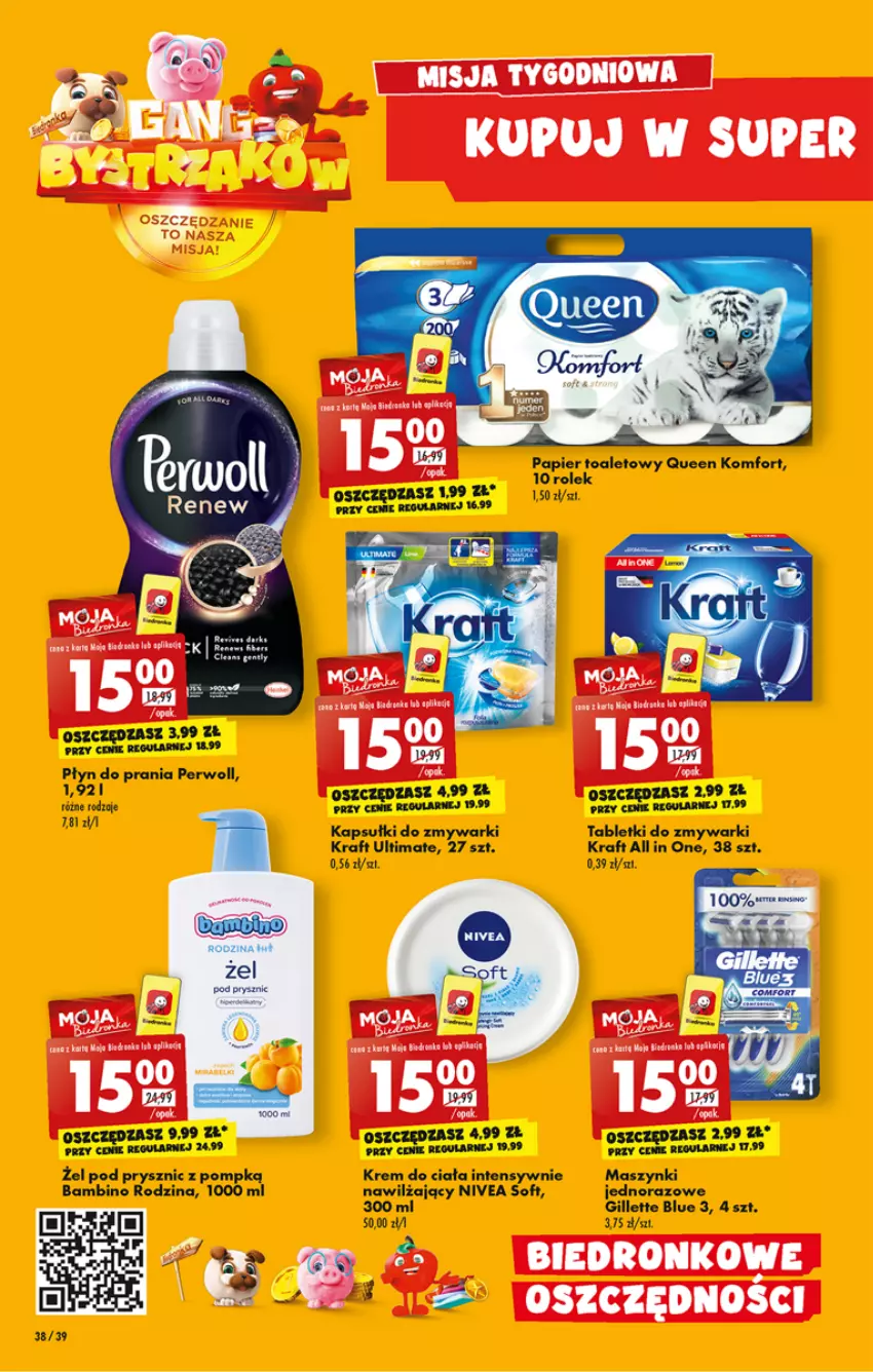 Gazetka promocyjna Biedronka - W tym tygodniu - ważna 26.09 do 01.10.2022 - strona 38 - produkty: Gillette, Krem do ciała, Nivea, Papier, Papier toaletowy, Tablet, Tabletki do zmywarki, Zmywarki