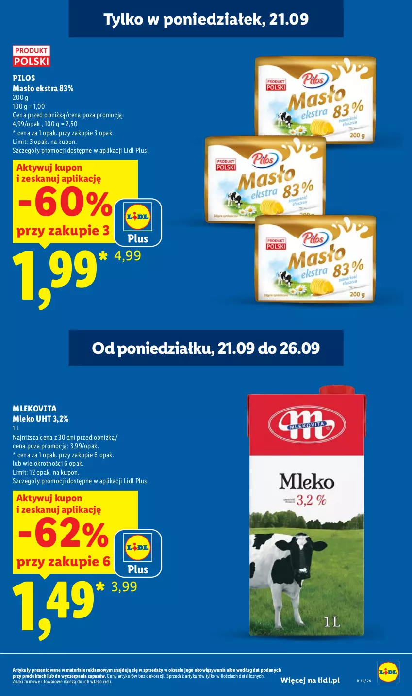 Gazetka promocyjna Lidl - Gazetka ważna od 21.09. do 23.09 - ważna 21.09 do 23.09.2026 - strona 11 - produkty: Masło, Mleko, Mlekovita, Pilos