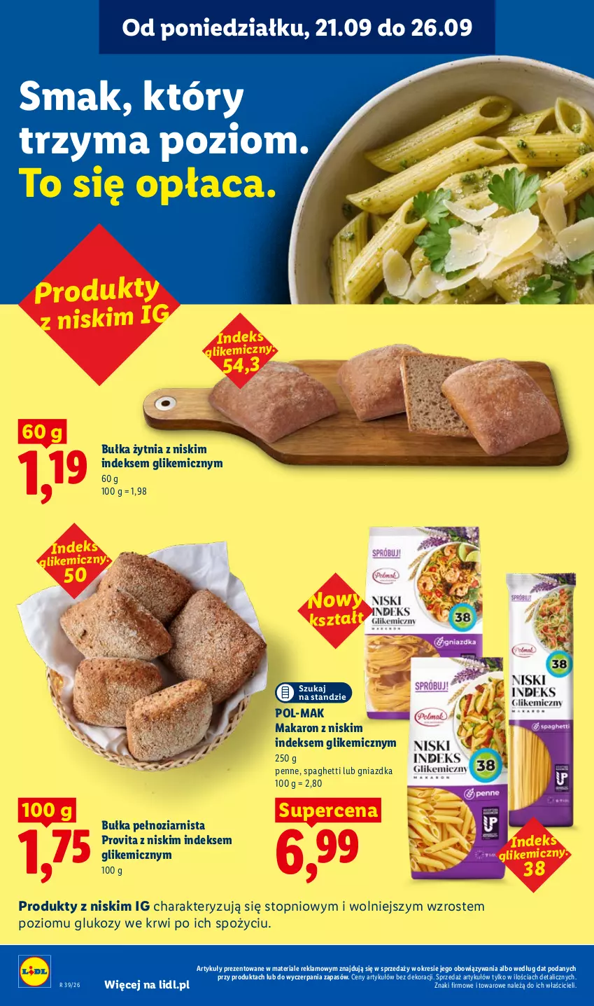 Gazetka promocyjna Lidl - Gazetka ważna od 21.09. do 23.09 - ważna 21.09 do 23.09.2026 - strona 52 - produkty: Bułka, Makaron, Penne, Spaghetti, Top