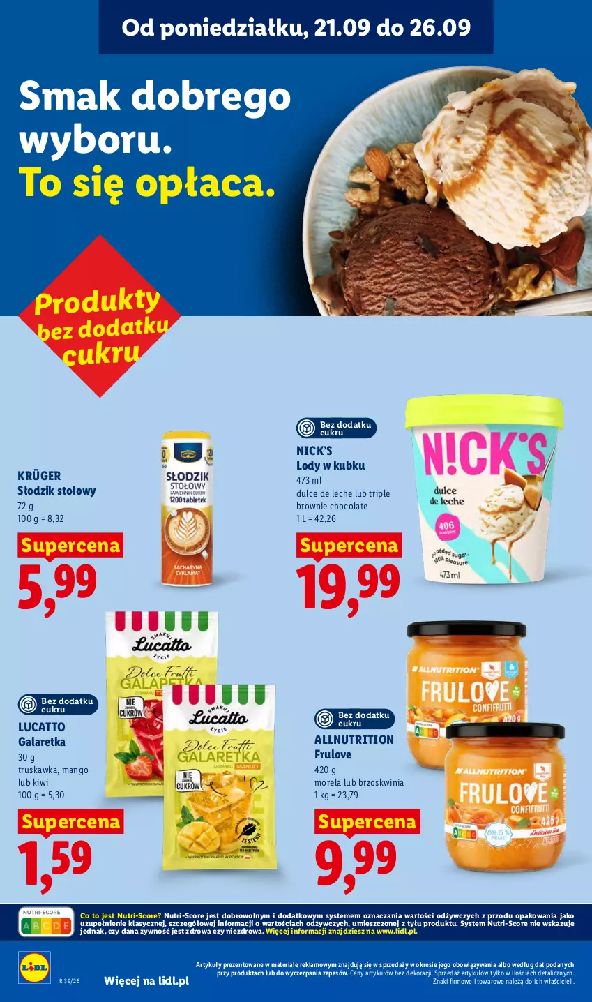 Gazetka promocyjna Lidl - Gazetka ważna od 21.09. do 23.09 - ważna 21.09 do 23.09.2026 - strona 58 - produkty: Brownie, Gala, Galaretka, Kiwi, Lody, Mango, Morela