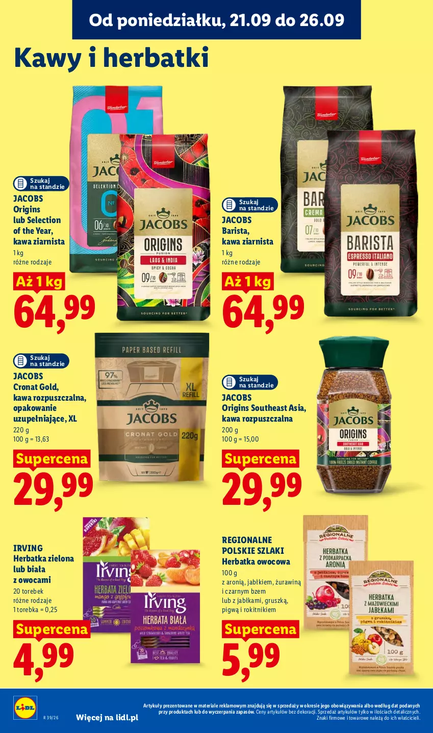 Gazetka promocyjna Lidl - Gazetka ważna od 21.09. do 23.09 - ważna 21.09 do 23.09.2026 - strona 72 - produkty: Gin, Irving, Jabłka, Jacobs, Kawa, Kawa rozpuszczalna, Kawa ziarnista, Torebka