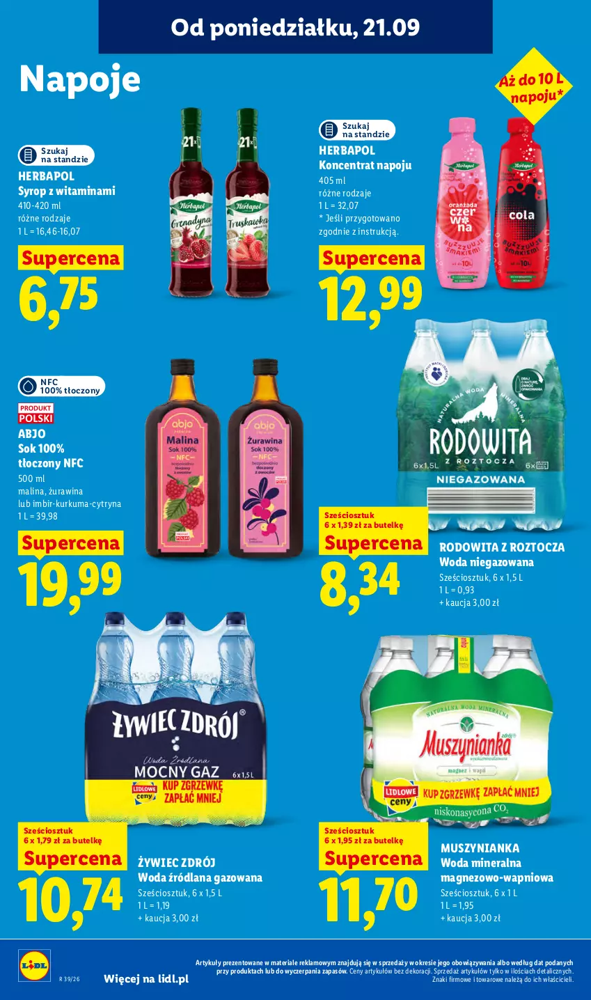 Gazetka promocyjna Lidl - Gazetka ważna od 21.09. do 23.09 - ważna 21.09 do 23.09.2026 - strona 76 - produkty: Herbapol, Imbir, Kurkuma, LANA, Magnez, Mus, Muszynianka, Napoje, Sok, Syrop, Woda, Woda mineralna, Woda niegazowana