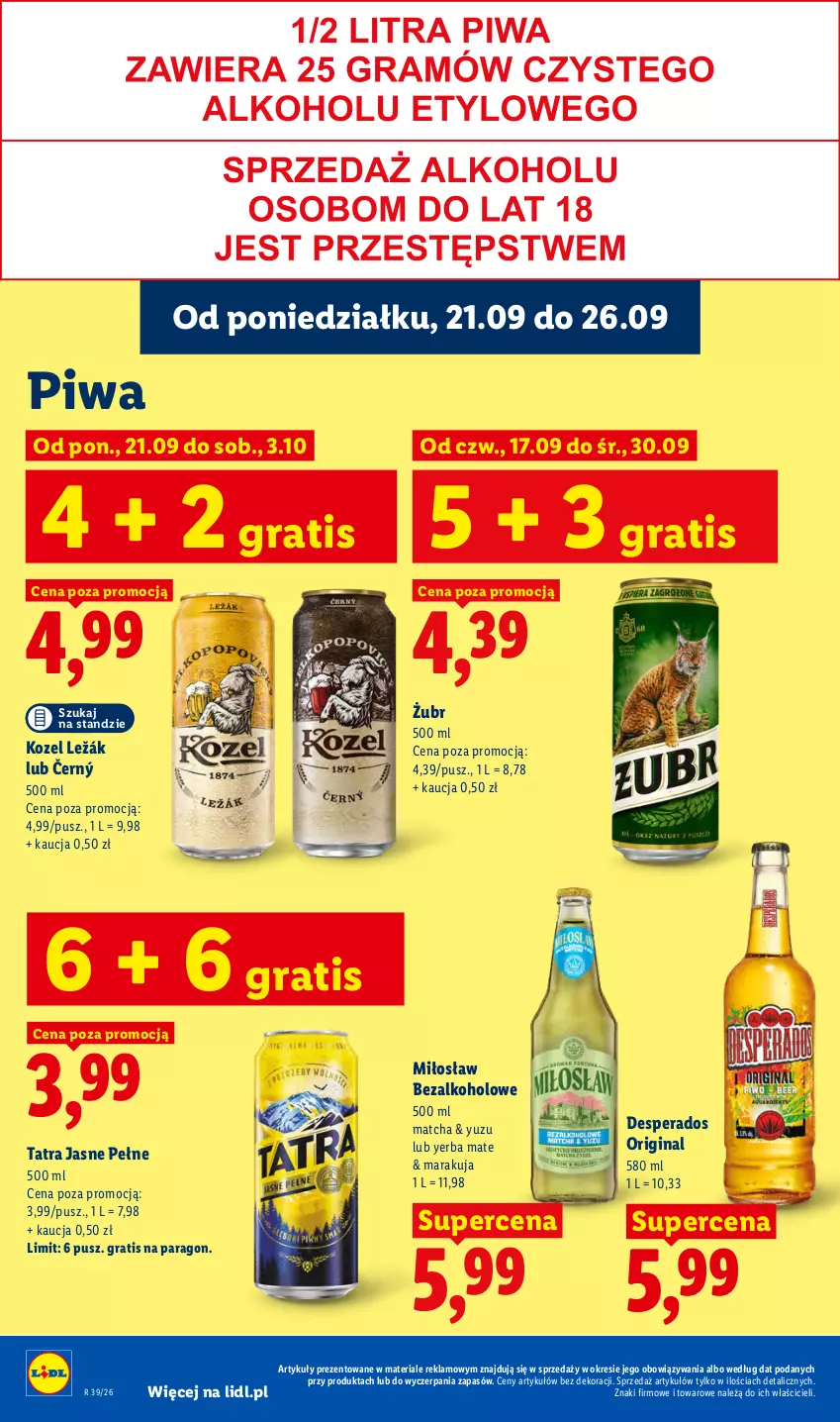Gazetka promocyjna Lidl - Gazetka ważna od 21.09. do 23.09 - ważna 21.09 do 23.09.2026 - strona 78 - produkty: Desperados, Gin, Gra, Kozel, Piwa, Tatra