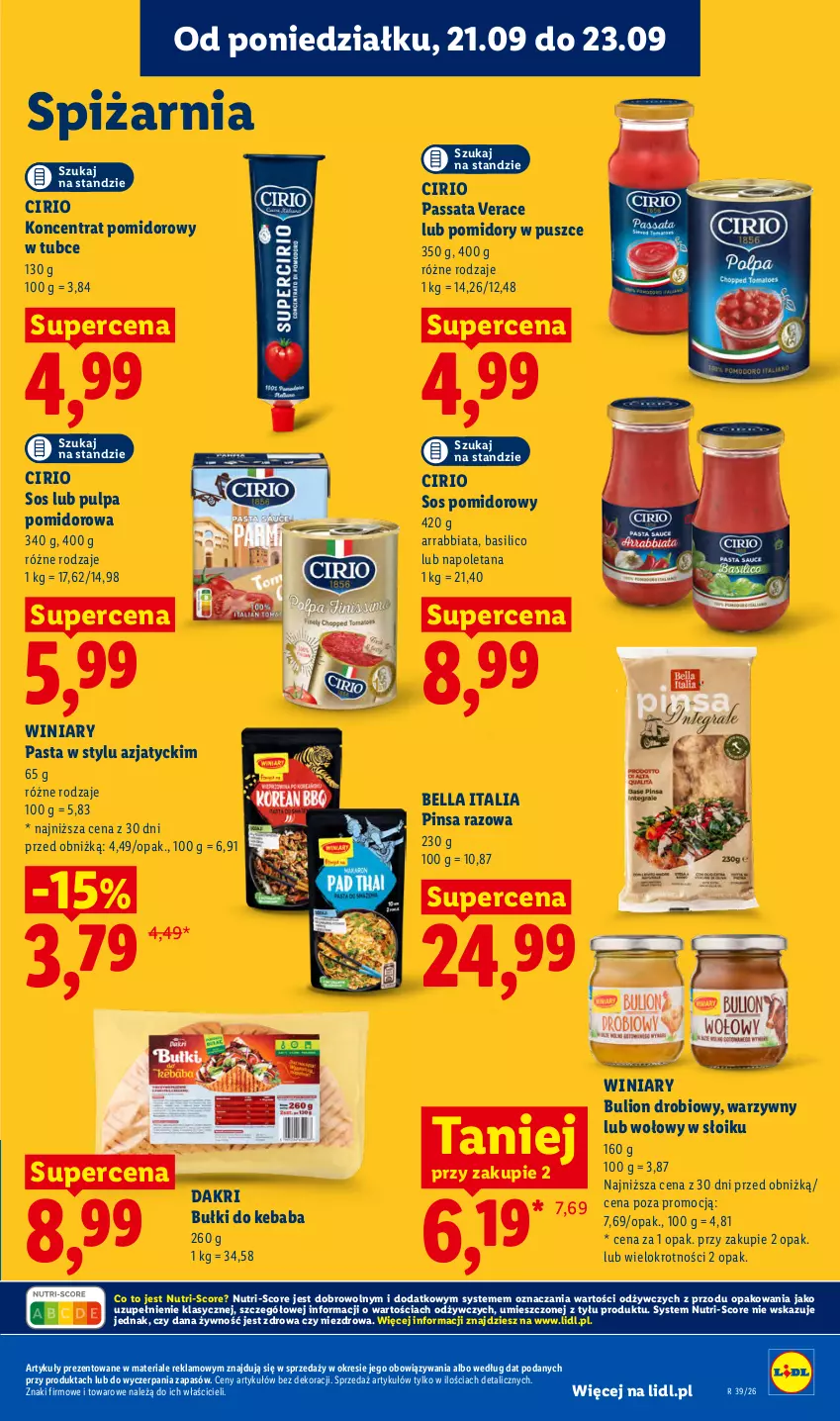 Gazetka promocyjna Lidl - Gazetka ważna od 21.09. do 23.09 - ważna 21.09 do 23.09.2026 - strona 87 - produkty: Bell, Bella, Bulion, Kebab, Koncentrat pomidorowy, Lion, Pomidory, Pulpa pomidorowa, Sos, Sos pomidorowy, Winiary