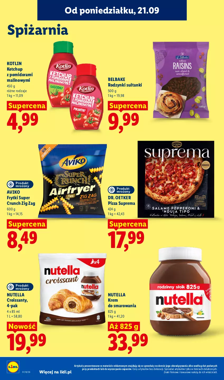 Gazetka promocyjna Lidl - Gazetka ważna od 21.09. do 23.09 - ważna 21.09 do 23.09.2026 - strona 88 - produkty: Croissant, Dr. Oetker, Frytki, Ketchup, Kotlin, Nutella, Pizza, Rodzynki